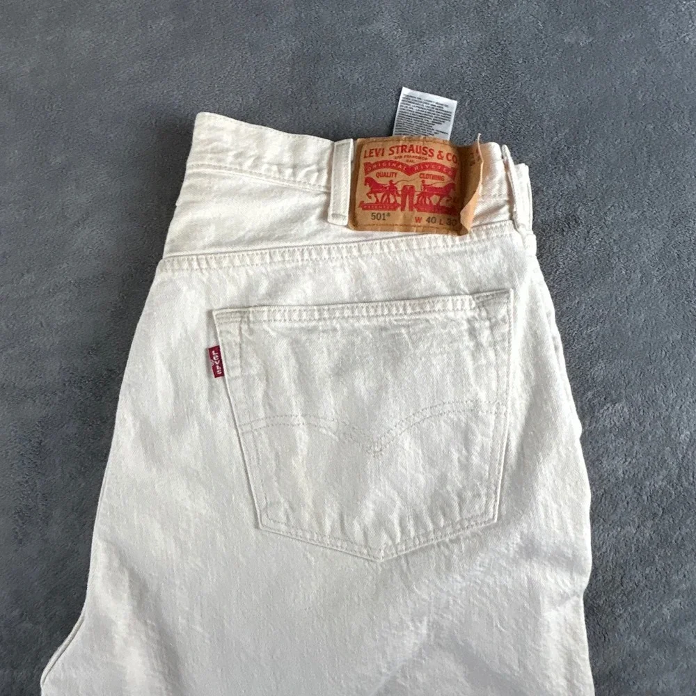 Levis 501 White Oak‎ Cone Denim Mens Jeans Off White Cream 40x30 Button Fly